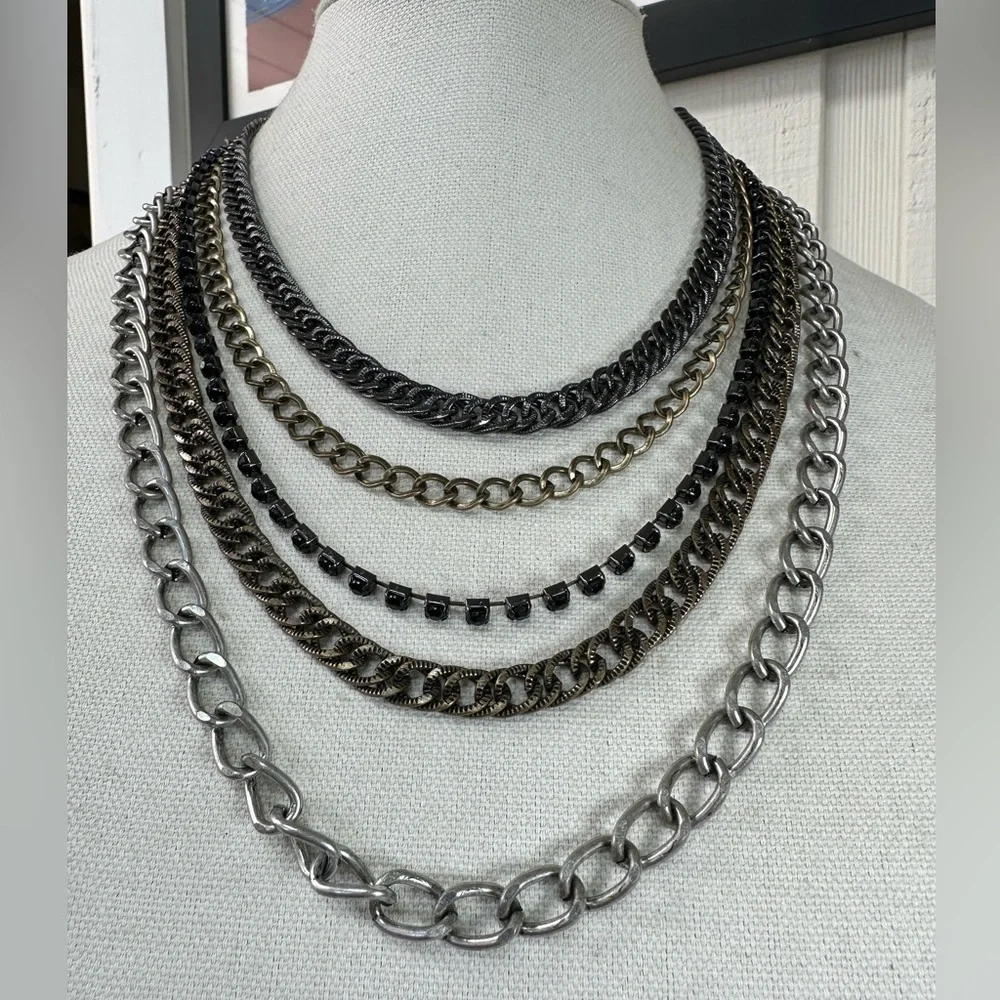 Gorgeous industrial vibe multi chain necklace